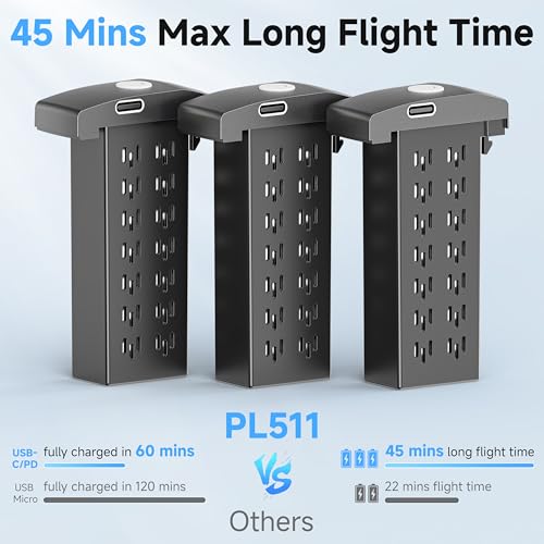 PLEGBLE Drones with Camera for Adults 4K, Beginner FPV Drone, 3 Batteries | Brushless Motor, Under 249g, 45 Mins Flight Time, Foldable Design, One-Key Start, Toys Gifts for Kids
