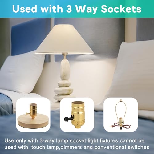 3 Way LED Light Bulbs 50 100 150W Equivalent, Daylight White 5000K 3 Way Light Bulbs, A19 Three Way Light Bulb,E26 Base LED Light Bulb for Reading,Living Room-2 Pack