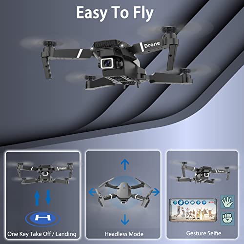 MOCVOO Drone With 1080P Camera for Adults Beginners Kids, Foldable RC Quadcopter, Toy Drones Gifts, FPV Drone Video, 2 Batteries, Carrying Case, One Key Start, Headless Mode, Waypoints fly, 360° Flips