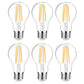 Ascher 60W Equivalent LED Filament Light Bulbs – Warm White 2700K, E26 A19, Pack of 6, Non-Dimmable