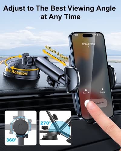 Rorhxia 3-in-1 Phone Mount for Car [2025 Most Stable and Flexible Suction Cup] Vent Dashboard Windshield Cell Phone Holder Car Fit for iPhone, Samsung, All Phone