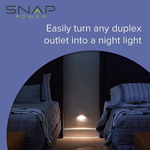 Single - SnapPower GuideLight [For Duplex Outlets] - Replaces Plug-In Night Light - Electrical Receptacle Wall Plate With LED Night Lights - Auto On/Off Sensor - (Duplex, White)
