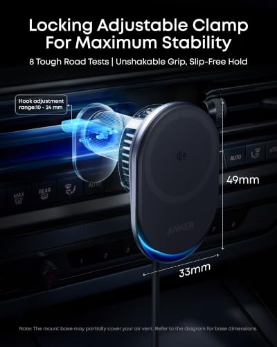 Anker  MagSafe Car Mount Charger, Qi2 25W Certified Wireless Car Charger with AirCool, Strong Magnets, Air Vent Mount for iPhone 17-12 Series