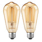 Dusk to Dawn Edison Light Bulbs ST19, Vintage Amber Glass, 2300K Amber Warm, 6.5W=60W, Non-Dimmable Auto On/Off Light Sensing LED Filament Bulb Outdoor, 700LM, E26, 2-Pack, HQ-H027