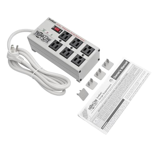 Tripp Lite ISOBAR6ULTRA Isobar 6 Outlet Heavy Duty Power Strip Surge Protector, 3330 Joules, 6ft Cord, Flat Plug, Metal Power Strip, Industrial Garage Work Shop Bench, Under Desk and Wall Mountable