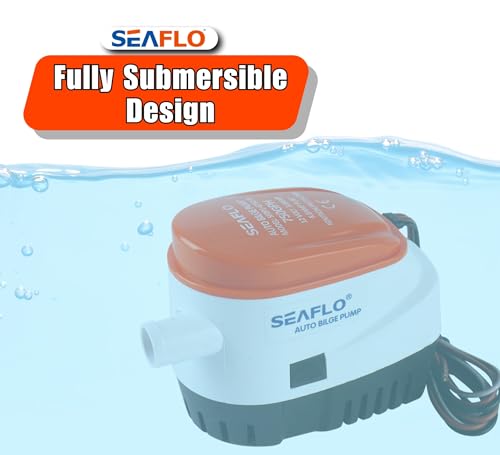 SEAFLO 06 Series Automatic Submersible Bilge Pump - 750GPH, 12V, 3/4" Outlet, 4-Year Warranty! - All-in-One Pump and Float Switch, Snap-Off Strainer, Compact Marine Boat Yacht Bilge Pump CE & Rohs