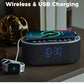 Odokee Wireless Charging Alarm Clock Radio: Qi Certified Fast Wireless Charger for iPhone Samsung - 10W Stereo Bluetooth Speaker - Dimmable Digital Clock with FM Radio for Bedroom Black