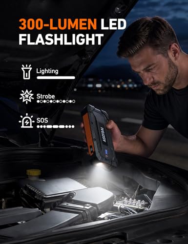 AstroAI S8 Ultra 4000A Car Jump Starter, Jump Box up to All Gas Engines & 12L Diesel, 12V Portable Power Bank with USB/Type-C Ports, 3 Modes LED Flashlight, Auto Battery Booster with Jumper Cable