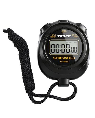 TPNEG Simple Stopwatch Timer - Easy to Use, Set Up, Read, and Carry - Large Display - On/Off, AAA Battery - Ideal for Coaches, Track and Field, Soccer Referees, Sports, Classroom