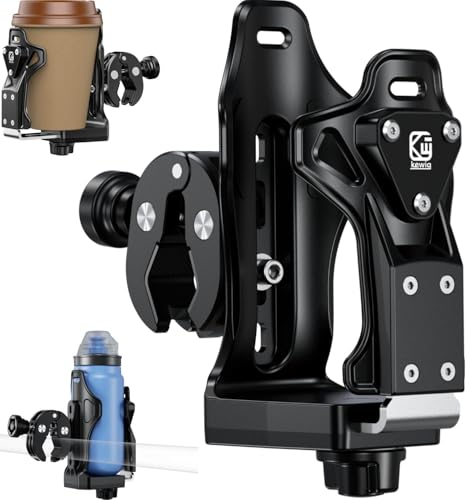 Kewig Anti-Theft Motorcycle Cup Holder, Extra Large Adjustable Size Bike Water Bottle Holder for 1.95-3.6" Diameter Bottles, Drink Holder for Stroller, Moto, Bicycle, Scooter, Wheelchair