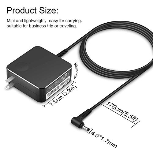 Charger Compatible with Lenovo Laptop Computer 65W 45W Round Tip Power Supply AC Adapter