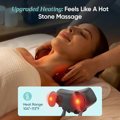 Etekcity FSA Eligible Cordless Neck Massager for Pain Relief Deep Tissue, Shiatsu Shoulder Massager with Heat, Massage Tools for Trapezius, Lymphatic Drainage, Relaxation Therapy, HSA Items, Cadeo