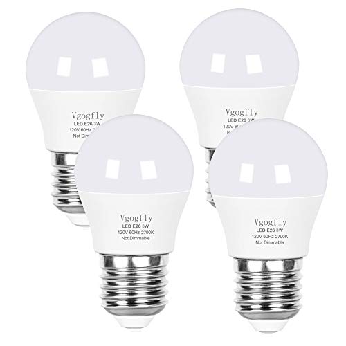 Vgogfly LED Bulb 3W 25 Watt Equivalent Light Bulbs Night Stand Table Lamp Warm White 2700K LED Energy Saving E26 Medium Screw Base for Home Light 4 Pack