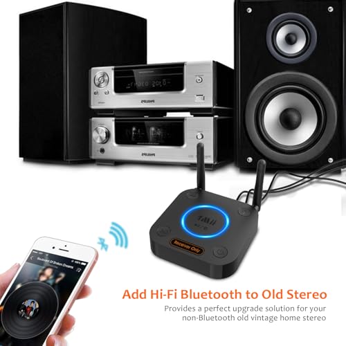 [Upgraded] 1Mii B06Pro Long Range Bluetooth Receiver, HiFi Wireless Audio Adapter, Bluetooth 5.3 Receiver with 3D Surround aptX HD Low Latency Optical RCA AUX 3.5mm Coaxial for Home Stereo System