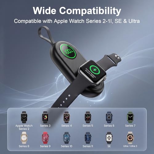 2026 Upgraded 2500mAh Portable Charger for Apple Watch, 2-in-1 Magnetic Wireless Fast Charging for Apple Watch Charger - Compact iWatch Accessories for RV, Camping, Car & Travel Essential
