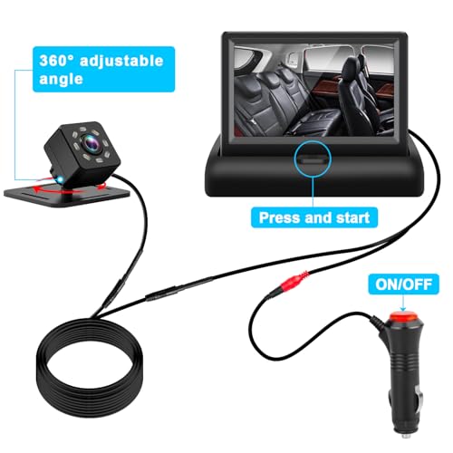 Baby Car Mirror with 4.3'' HD Night Vision Function Display, Safety Car Seat Camera with Wide Crystal Clear View, Easily Observe The Baby’s Move(Not USB)