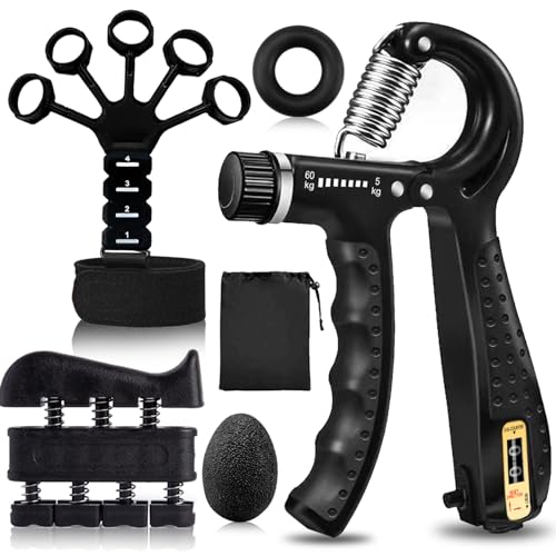 5-Pack Grip Strength Trainer Set – Hand Grippers, Finger Trainer, Forearm Strengthener & Grip Ball