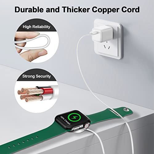 𝟐𝟎𝟐𝟔 𝐔𝐩𝐠𝐫𝐚𝐝𝐞𝐝 for Apple Watch Charger Magnetic Fast Charging Cable [Portable] Magnetic Wireless Charging Compatible with iWatch Series Ultra/SE/11/10/9/8/7/6/5/4/-[3.3FT] White