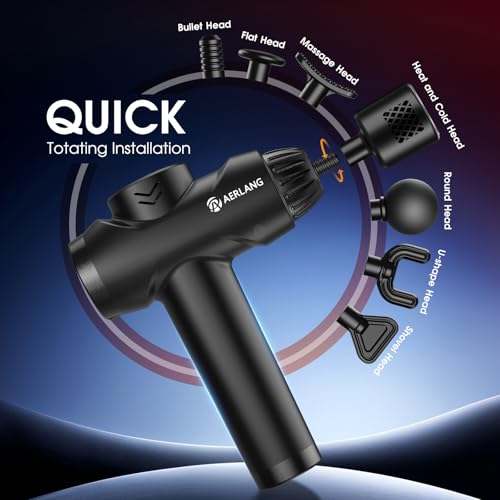 AERLANG Massage Gun with Heat and Cold,Deep Tissue Massage Gun, Back and Neck Massager for Pain Relief,Muscle Percussion Massager,Handheld Messager with 7Heads&Silent Birthday Gifts for him