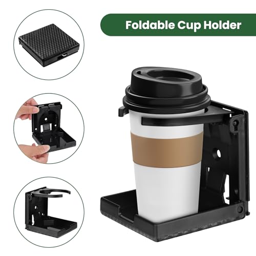 2pcs Adjustable Folding Cup Holder, Car Wall Mount Water Drink Coffee Bottle Holder with Screws, Fit Most Size Mugs Bottle, for Truck RV Van Boat Camper Caravan Marine (Diamond Pattern)