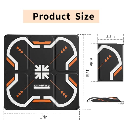 Drone Landing Pad 17" Foldable | High Visibility Weighted Non-Slip Waterproof Double Sided Drone Pad with Portable Design for DJI Mini Air and Mavic FPV