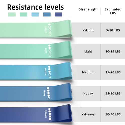 Resistance Bands for Working Out, 5-Pack Elastic Loop Exercise Bands for Strength Training Stretching, Home Gym Equipment for Pilates Yoga Physical Therapy, Leg Glute Arm Workout Kit for Women Men