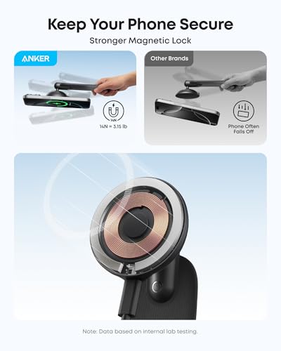 Anker Nano Magnetic Wireless Car Charger, 360° Adjustable Mount Car Charger with Detachable Pad, 15W Qi2 Certified with Alloy Bracket, Fast Charging for iPhone 17/16/15/14/13 Series (Adapter Included)