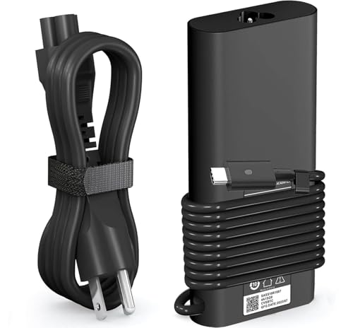 130W USB-C Laptop Charger for Dell – Fast Type-C Power Adapter for XPS 15/17, Precision & Latitude Series (Slim AC Power Cord)