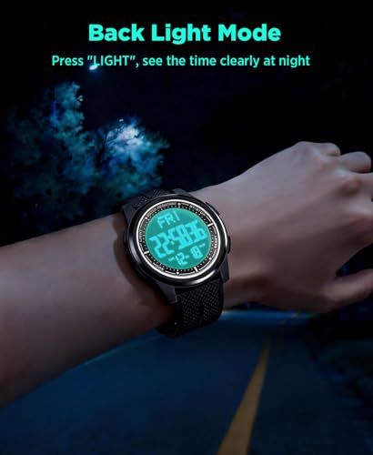 Beeasy Digital Watch for Men Women, 50M Waterproof, Ultra-Thin & Lightweight, 44mm Silicone Sports Watch with Alarm, Stopwatch, Countdown, Ideal for Gym, Running, School, Daily Wear