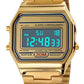 PASOY Men's Digital Gold Stainless Steel Watch Backlit Multifunction Stopwatch Waterproof Sport Watches