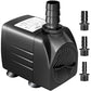 GROWNEER 550GPH Submersible Pump 30W Fountain Water Pump, 2000L/H, with 7.2ft High Lift, 3 Nozzles for Aquarium, Fish Tank, Pond, Hydroponics, Statuary, Pool