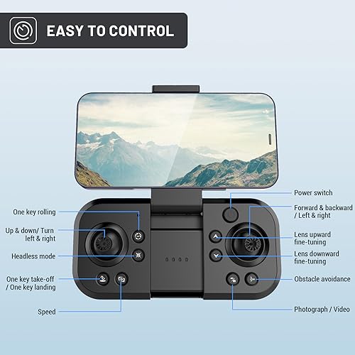 MSMV High-Resolution 4K HD Camera Drone, Wireless RC Toys for Boys Girls, One Button Return, Emergency Stop, Headless Mode, 360° Flips, 2 Batteries & Carrying Case for Kids Adults Beginners, Black
