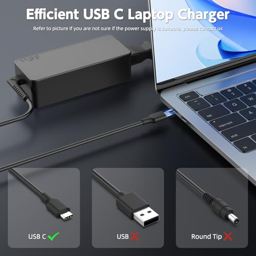 90W USB C Laptop Charger Compatible with Lenovo Thinkpad/Yoga, Dell Chromebook/Latitude/XPS, HP, Asus, Samsung, Acer, Google Type C Laptop Power Supply Cord