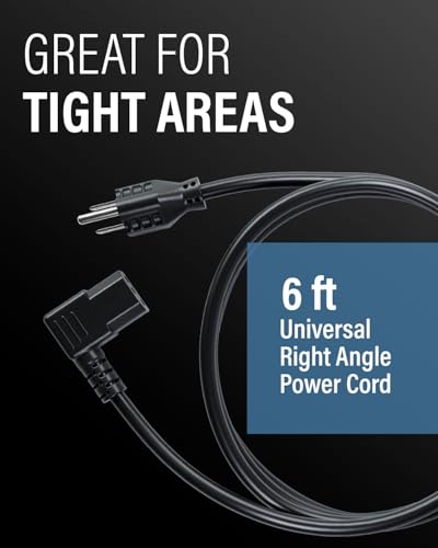 C2G 6FT Premium 90 Degree Replacement AC Power Cord - Durable Power Cable for TV, Computer, Monitor, Appliance & More (24240)