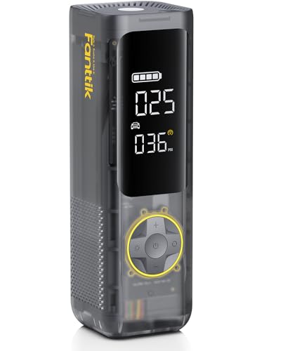 Fanttik X8 APEX Tire Inflator Portable Air Compressor, 1 Min Fast Inflation, 150PSI Cordless Tire Inflator with LED Dual Screen, Suitable for Car, Bike, Motorcycle, Up to 26.3″ Tires, Mechanical Gray