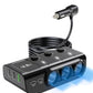LIHAN Car Cigarette Lighter Splitter 8-in-1,120W 3-Socket Adapter & 5 USB with Master Power Switch,Prevents Battery Drain,PD36W USB-C Fast Charge,3.3FT Cord & LED Meter for Dashcam, RVs,Older Cars