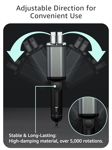 Retractable Car Charger USB C,145W Type C Car Charger Fast Charging with Dual Retractable USB C Cable and USB Ports for iPhone 17/16/15,S25/24/23/22, Pixel 9/8/7（Build-in Dual Type C Cable）