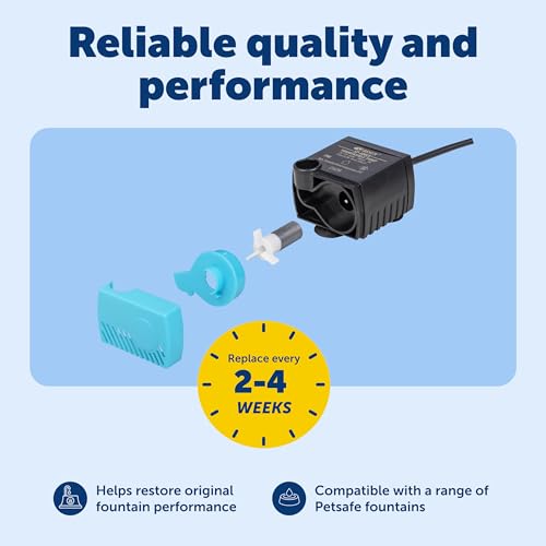 PetSafe Replacement Pump, Submersible, Quiet Operation, Compatible with Drinkwell Ceramic, Stainless Steel, 360 Pet Water Fountains (PAC00-13206)