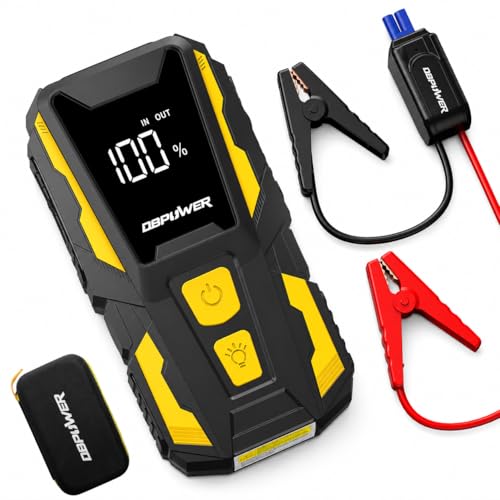 DBPOWER 5000A Jump Starter, 74Wh Car Battery Jump Starter for Up to 10.0L Gas and 8.0L Diesel Engine, 12V Portable Jump Box Battery Pack with Display, LED Light, Jumper Cables, and Storage Case