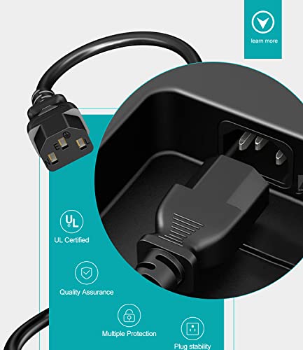 Universal 3-Prong AC Power Cable for Computer, TV, Monitor and More, 6 Feet (1.82 Meters), Black