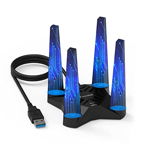 USB WiFi Adapter for Desktop PC, WAVLINK AX1800 WiFi 6 Adapter, Dual Band 2.4GHz/5GHz Wireless Network Adapter with 4x3dBi High Gain Antennas, MU-MIMO, OFDMA, WPA3, Supports Windows 10/11 Only