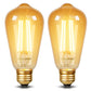 DiCUNO E26 Edison Bulbs 60W, 2200K Amber Warm, 6W LED Edison Bulb ST64, Amber Glass, Vintage LED Light for Home, 600LM, Non-Dimmable, CRI 80, Pack of 2