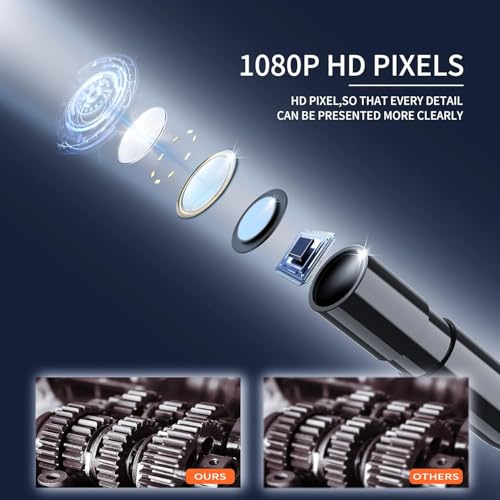 Daxiongmao Endoscope Camera with Light, 1080P HD Borescope, IP67 Waterproof Snake Camera – Ideal for Inspecting Walls, Vents, Automotive Engines, Pipes – A Great Gift Tool for Men (16.5ft)