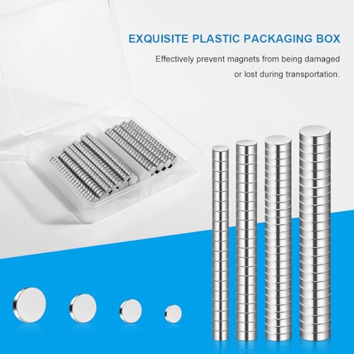 RHINOCATS 400Pcs Small Magnets, 4 Different Sizes Tiny Mini Magents, Multi-Use for Fridge, DIY, Office, Hobbies, Crafts and Science