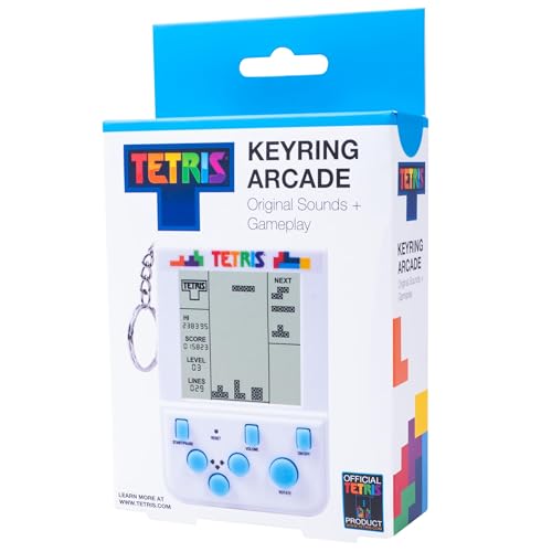 Tetris Keyring Handheld Arcade Game – Officially Licensed Mini Retro Console with LCD Screen, Sounds & 2 Game Modes – Portable Classic Puzzle Toy, Travel Gift, Retro Gamer. Officially Licensed.