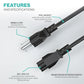 5FT 3 Prong AC Power Cord – Universal Laptop Cable NEMA 5-15P to C5 for Dell, HP, Lenovo, Asus, Acer, Toshiba, Sony