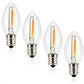 Emotionlite Night Light Bulbs, C7 Candelabra LED Light Bulbs, E12 Chandelier Base, 4W 5W 6W 7W Incandescent Equivalent, Warm White, 2700K, Clear, 4 Pack
