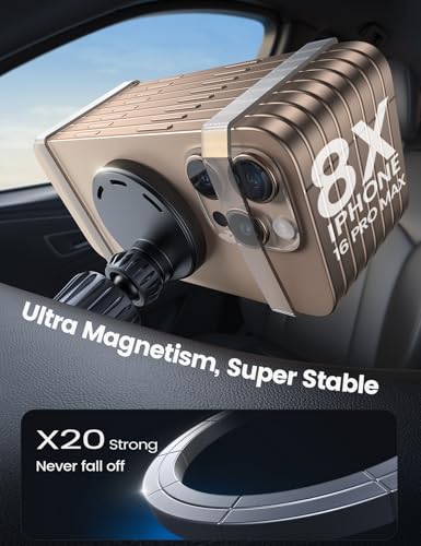 Lamicall 15W for MagSafe Car Mount Charger - [20X Strong Magnets] Wireless Car Phone Holder Charger, Magnetic Phone Holders for Car Vent Dash Accessories for Women Men for iPhone 17 Pro Max Black