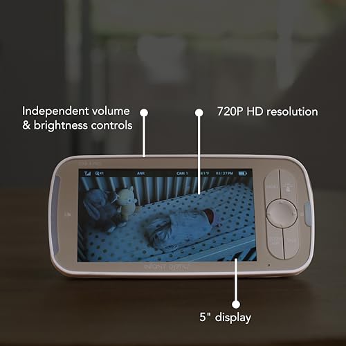 Infant Optics DXR-8 PRO - Patented Active Noise Reduction (ANR), 5” HD Video Baby Monitor with 1 Camera, No WiFi, Hack-Proof,Pan Tilt Zoom, Interchangeable Lens