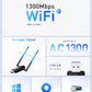 Wireless USB WiFi Adapter for PC - Nineplus 1300Mbps Dual 5Dbi Antennas 5G/2.4G WiFi Adapter for Desktop PC Laptop Windows11/10/8/7/Vista/XP, Wireless Adapters for Desktop Computer Network Adapters